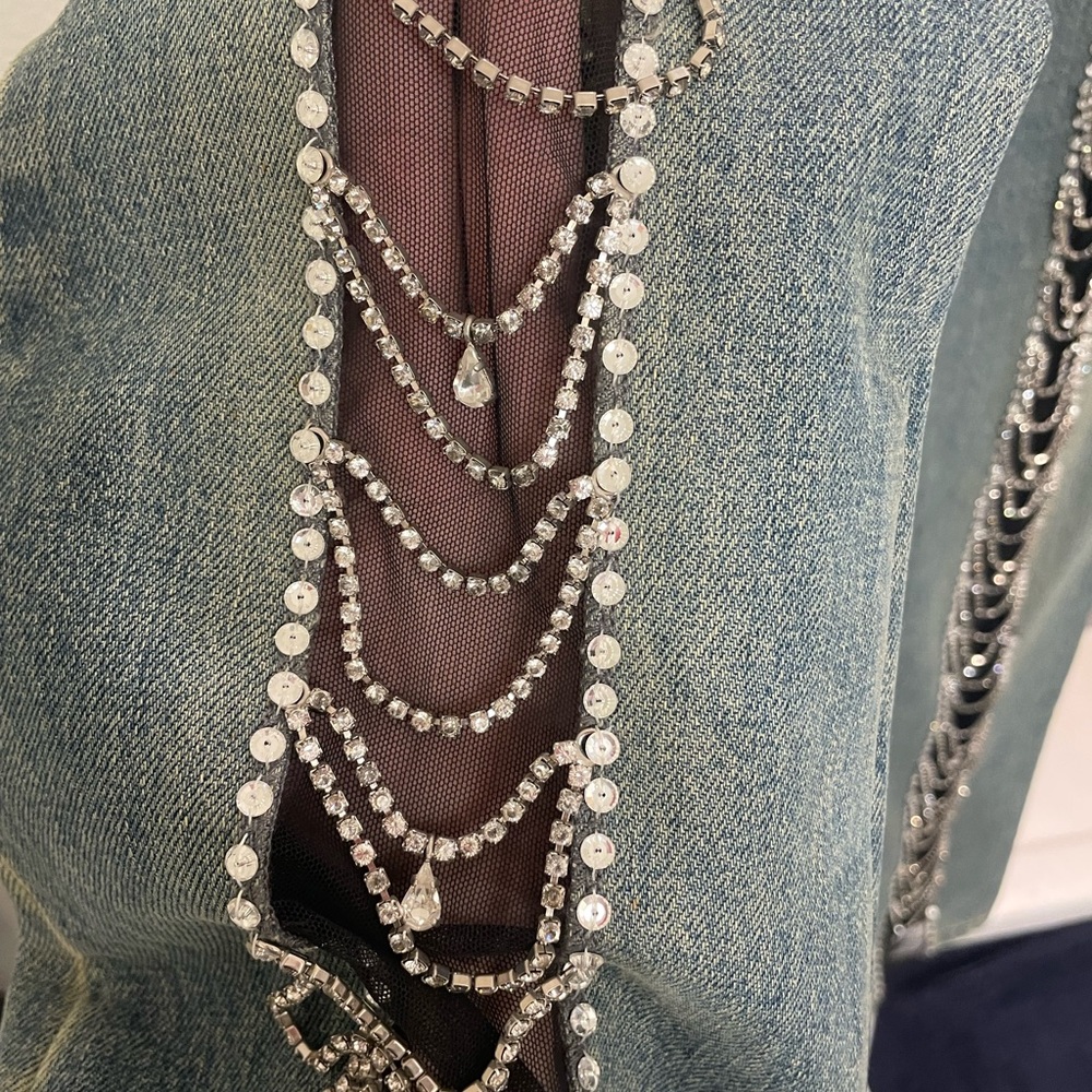 ONE-OF-A-KIND SWAROVSKI- adorned John Richmond Designer Denim Jeans Size 26! - Picture 9 of 10